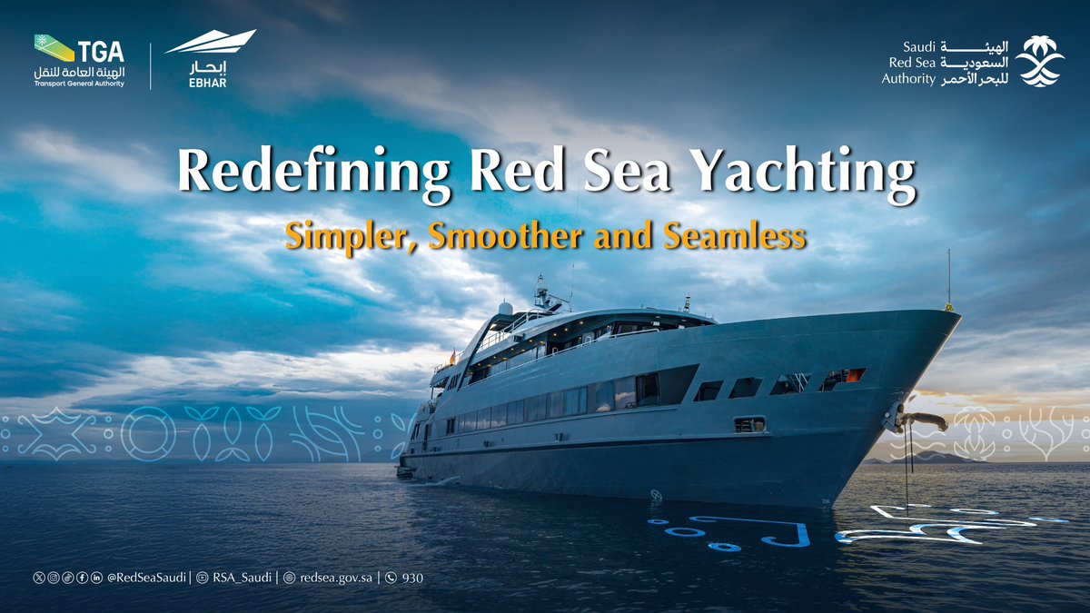 RedSeaSaudi's tweet photo. Through integrated efforts to regulate coastal tourism, the #SaudiRedSeaAuthority, in collaboration with the @Saudi_TGA, has facilitated yachts’ entry procedures into the Red Sea via the #Ebhar platform, offering clear and streamlined processes to ensure an organized and enjoyable experience. 🌊🛥️
https://t.co/inCQfvx9TC