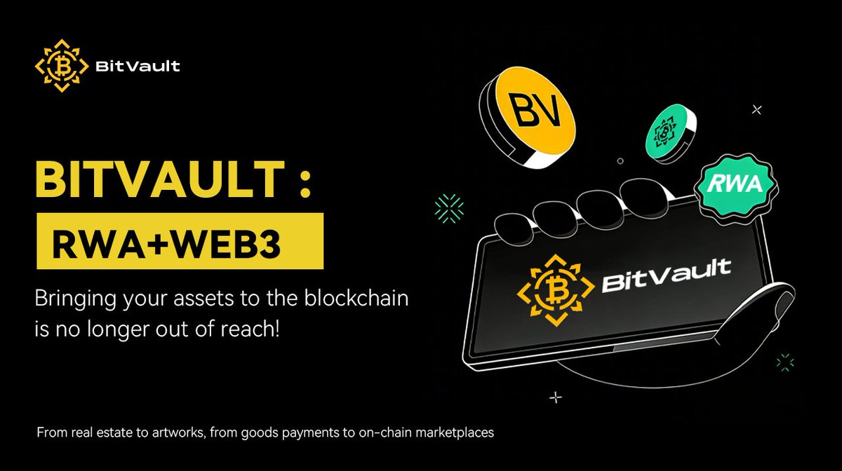 BitVaultpro's tweet photo. 🏗️ #BitVault
🪙 Redefining the Value of Real-World Assets 
🌍 One-Stop RWA Incubation Platform
🏦 BV Wallet + BVDEX + BitVault SHOP
#RWA #Token #Web3 #Cryptocurrency #BitVault https://t.co/lYdTmPmvR2