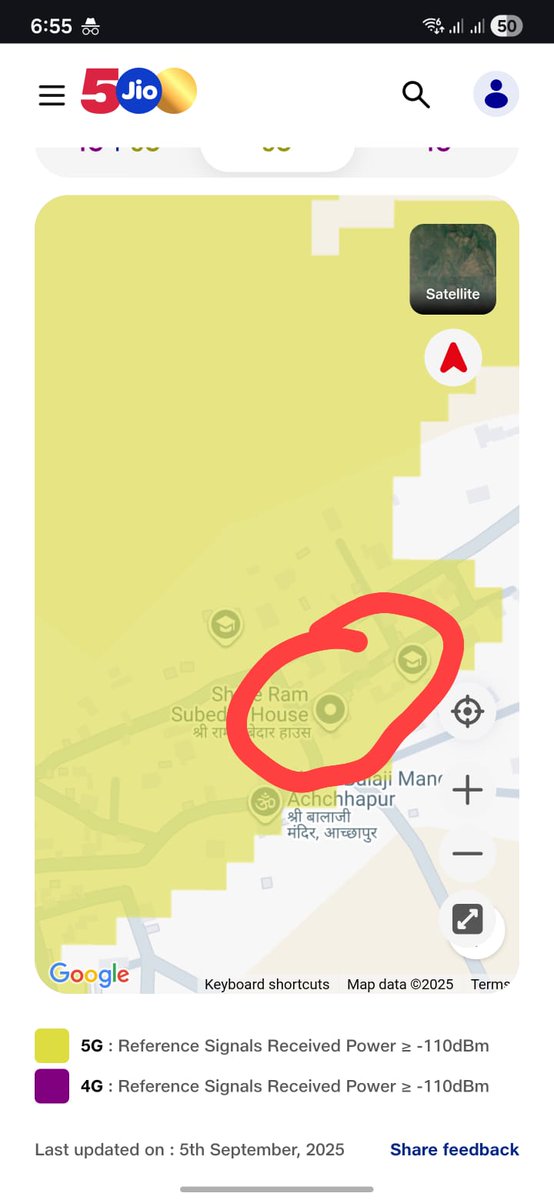 VikashBalayan's tweet photo. This is how JIO share completely incorrect and false information. My connection was working perfectly fine from 1.5 years. See attached screenshot, my are is well inside 5G coverage.
Now @JioCare @reliancejio  threatening to close the connection. 
@DoT_India @JM_Scindia https://t.co/dVpGjMeX7m