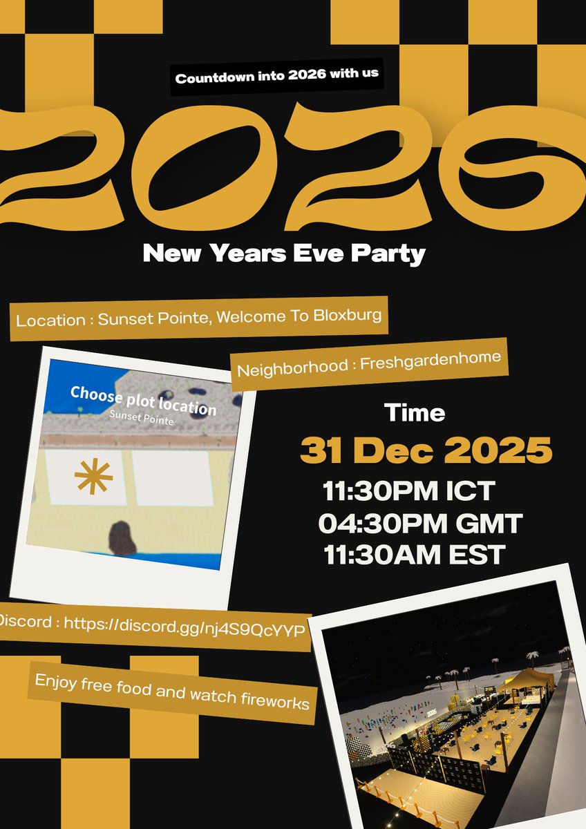Strawberryckstd's tweet photo. 𖤐*𝐀𝐟𝐭𝐞𝐫𝐧𝐨𝐨𝐧... ☕☁️

🎆☆Countdown into 2026 with us! 

Enjoy free food and watch firework show! 

On 31st Dec 2025☆✨
At 11:30am EST
    4:30pm GMT

☆𝑱𝒐𝒊𝒏 𝑵𝒐𝒘! 

https://t.co/Z5hvA93Max
|#bloxburg #newyear #2026 https://t.co/P4c03Z4rzr