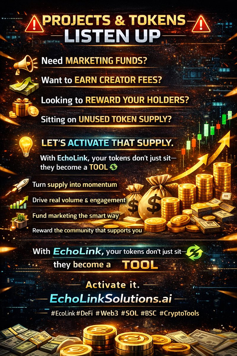 EchoLinkTech's tweet image. ♻️Who’s ready to turn up the heat &amp;amp; volume in 2026? 🔥

We’ve got another major EchoLink update in the works to boost it even more, turning your token supply into real utility that drives growth.

Join us 👇
👉 EchoLinkSolutions.ai
#EchoLink #Web3 #CryptoBuilders #BSC #Solana