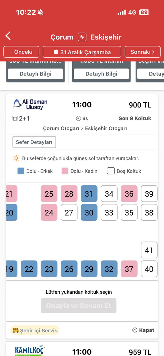 o kadar boş koltuk varken son dakika yanımdaki boş koltuğu niye alırsın awk