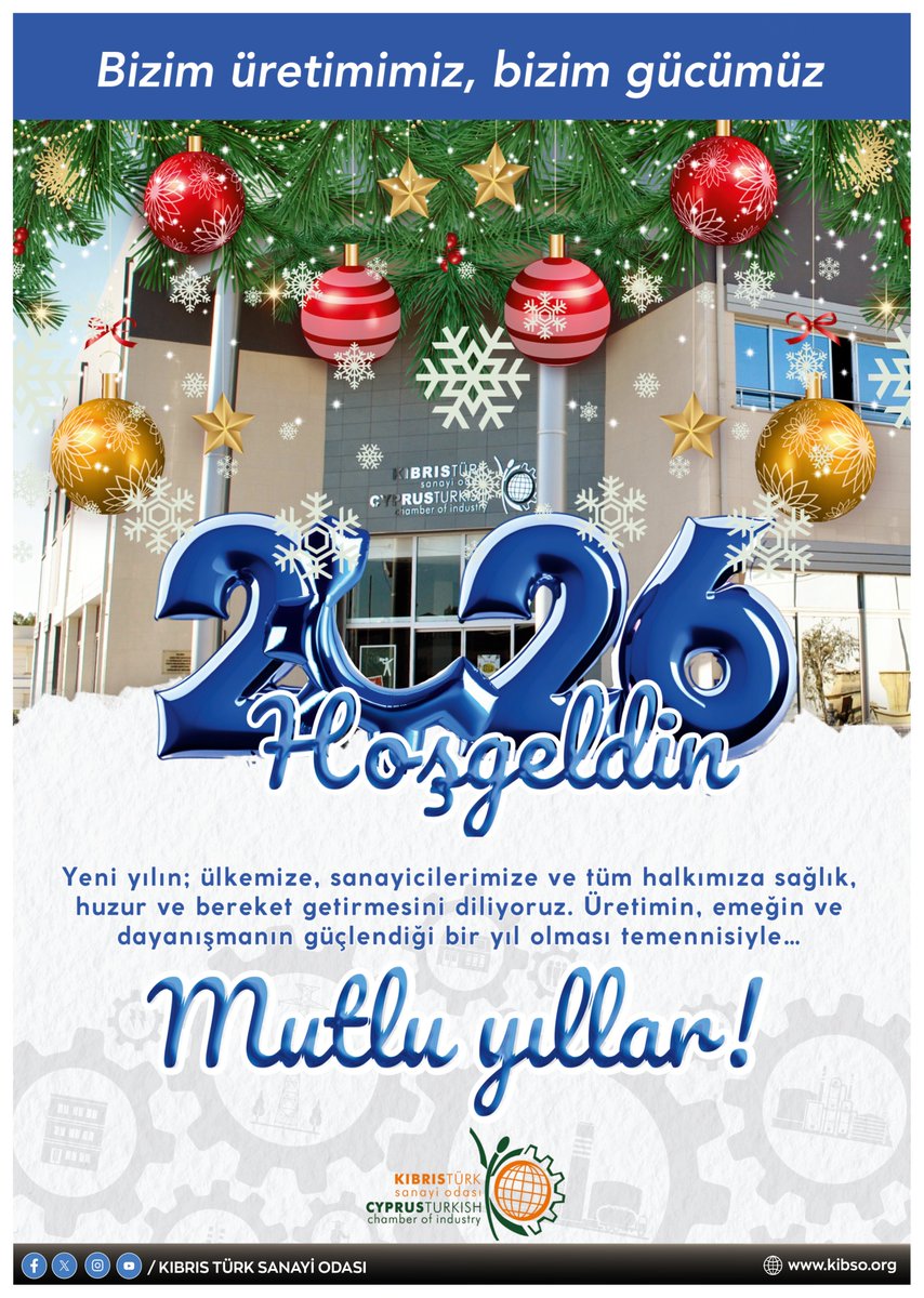Yeni yılın; ülkemize, sanayicilerimize ve tüm halkımıza sağlık, huzur ve bereket getirmesini diliyoruz. Üretimin, emeğin ve dayanışmanın güçlendiği bir yıl olması temennisiyle...