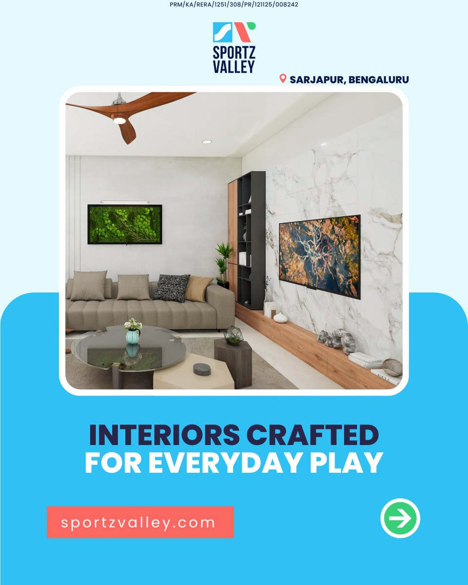 MarkonHomes's tweet photo. Interiors designed for real life — space, light, privacy &amp; play. Private backyards. Home theatre. Smart rooms. 📍 Sarjapur | 📞 +91 76187 97942 
#SportzValley #markonhomes #SarjapurBangalore #BangaloreVillas #LuxuryVillasBangalore #4BHKVillas #PrivateGardenHomes #ActiveCommunity https://t.co/SH191xDSq9