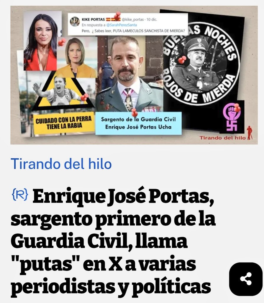 manelmarquez's tweet image. Un sargento de la Guardia Civil insulta gravemente a periodistas como @SIntxaurrondo y @SarahPerezSanta
“Puta, lameculos, embustera, vete a chupársela a Sánchez"
Supongo que Marlaska @interiorgob no pasará por alto esta falta grave, según la Ley Orgánica 12/2007 y el RD 176/2022.