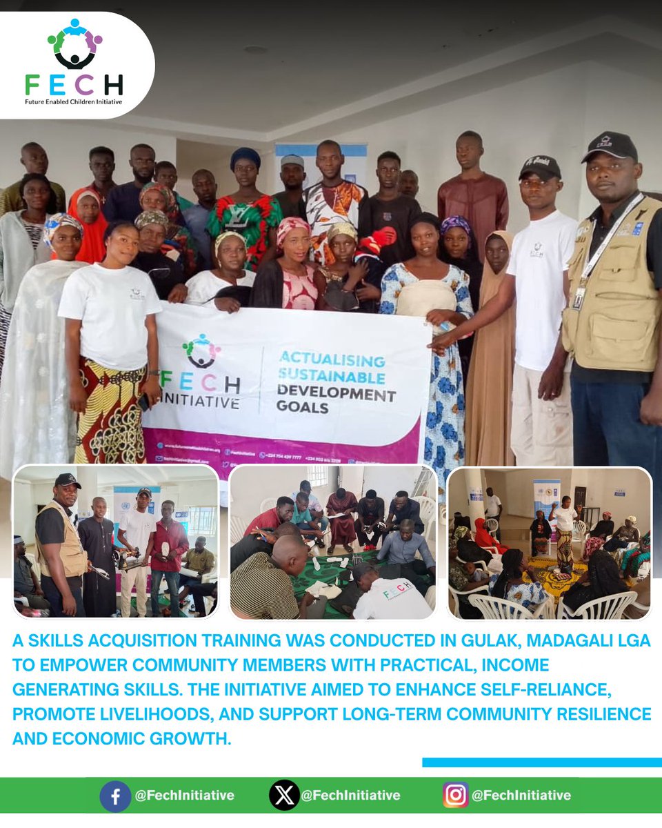 FechInitiative's tweet photo. Community members in Gulak, Madagali LGA took part in a skills acquisition training focused on self-reliance, empowerment, and sustainable livelihoods. https://t.co/jB9M7867MS
