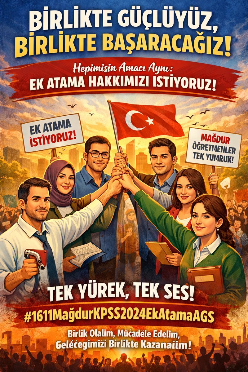 Bütün mağduriyetlerin giderildiği, öğretmenlerimizin öğrencilerine ve sınıflarına kavuştuğu bir yıl olması dileklerimle; 
 #1611MağdurKPSS2024EkAtamaAGS