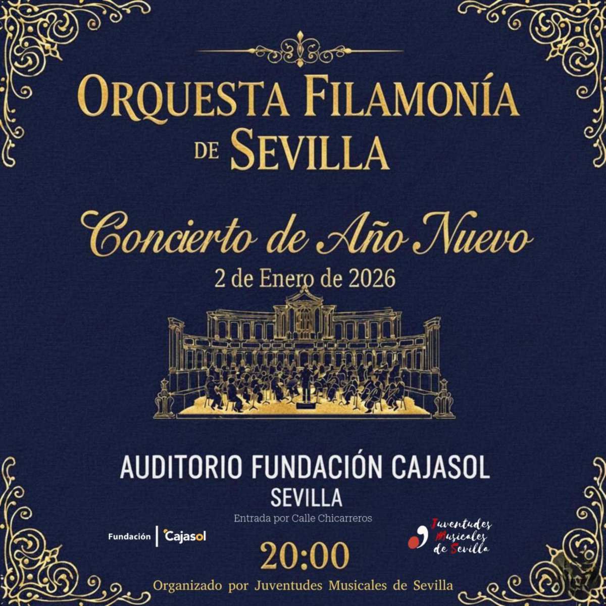 La Orquesta Filarmonía de Sevilla abre un nuevo año lleno de música e ilusión con el tradicional concierto de año nuevo organizado por Juventudes Musicales de Sevilla.
Interpretaremos música de diversos compositores.