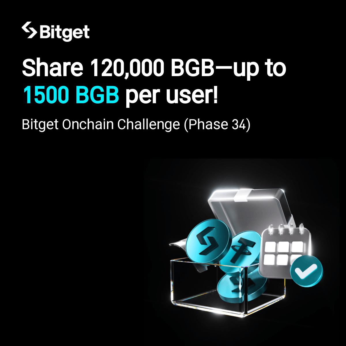 bitget's tweet photo. Trade to share 120,000 BGB - Bitget Onchain Challenge Phase 34 is here!
 
🗓️ Dec 31, 16:00 – Jan 7, 15:59 (UTC)

Eligible tokens: quq/WhiteWhale/CRCLon/BABAon/RAVE