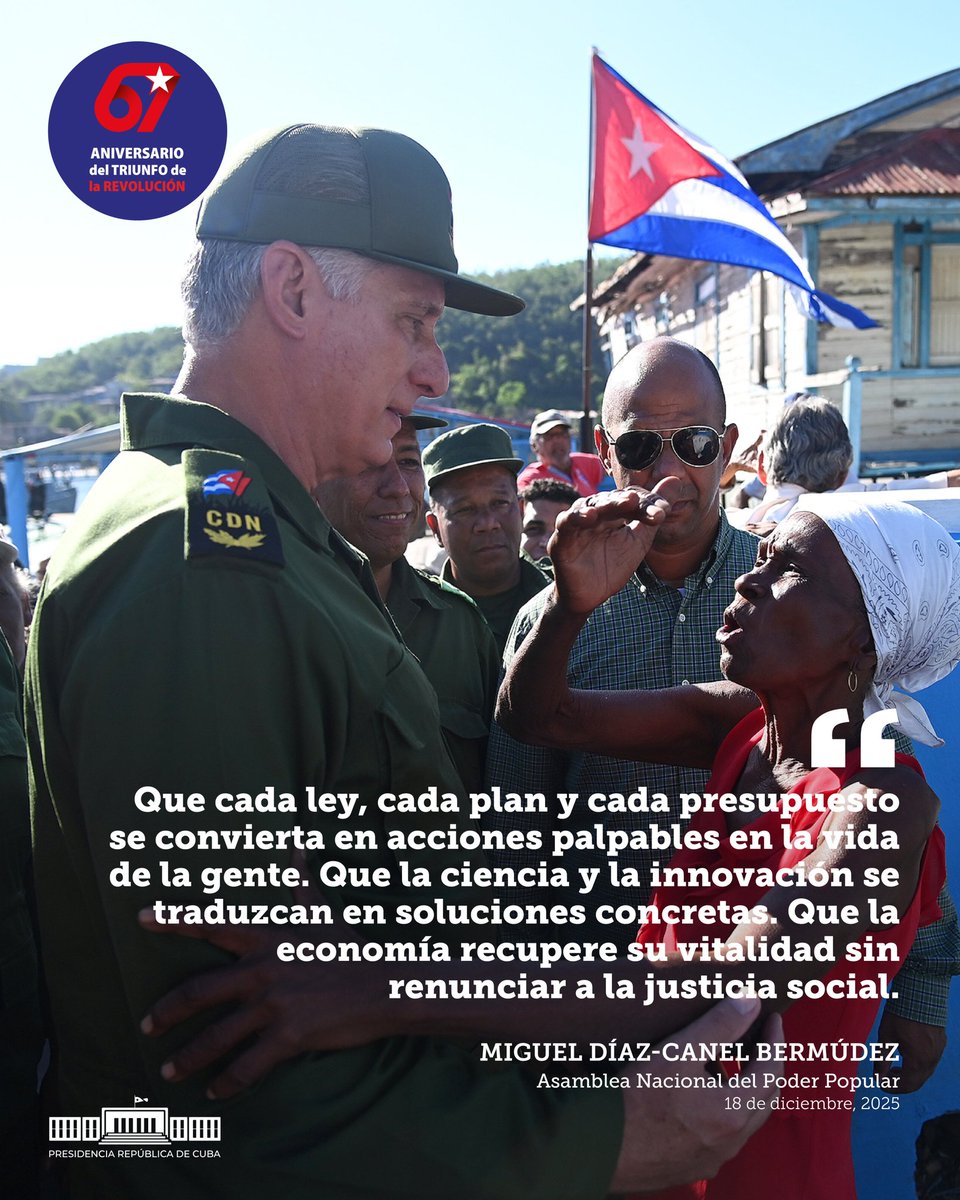 PresidenciaCuba's tweet image. 🇨🇺| Presidente @DiazCanelB:

"Que cada ley, cada plan y cada presupuesto se convierta en acciones palpables en la vida de la gente.  Que la ciencia y la innovación se traduzcan en soluciones concretas.  Que la economía recupere su vitalidad sin renunciar a la justicia social".