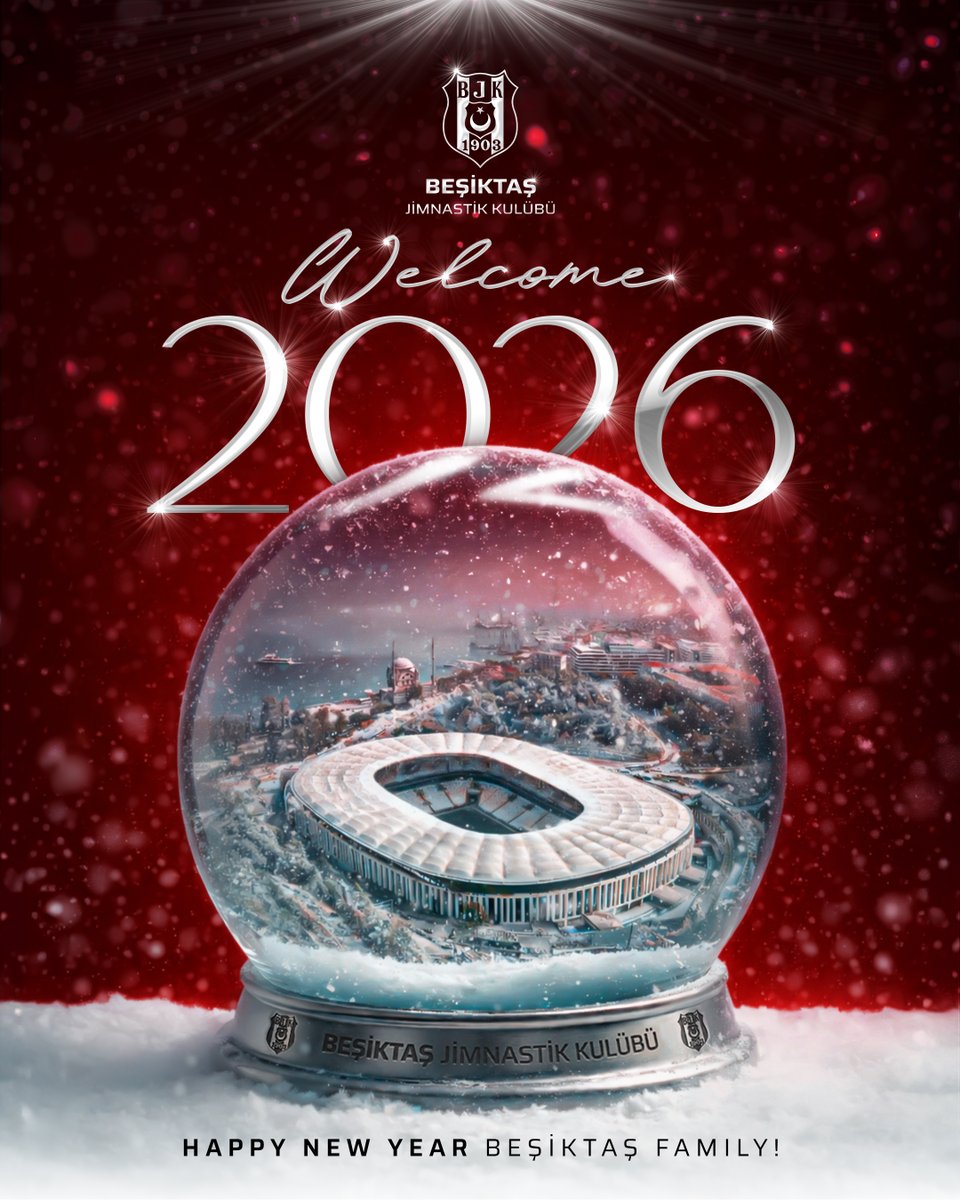 BesiktasEnglish's tweet photo. Welcome, 2026! 🎄

Wishing a happy new year to the entire Beşiktaş family. 🖤🤍 https://t.co/ACkhtvQQZo
