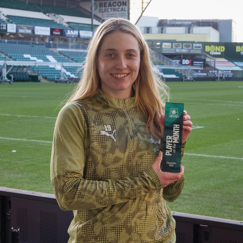 ArgyleWFC's tweet photo. 🏆 Argyle midfielder Ellie Noble has been voted the club’s Player of the Month for December.

Congratulations, Ellie! 💚