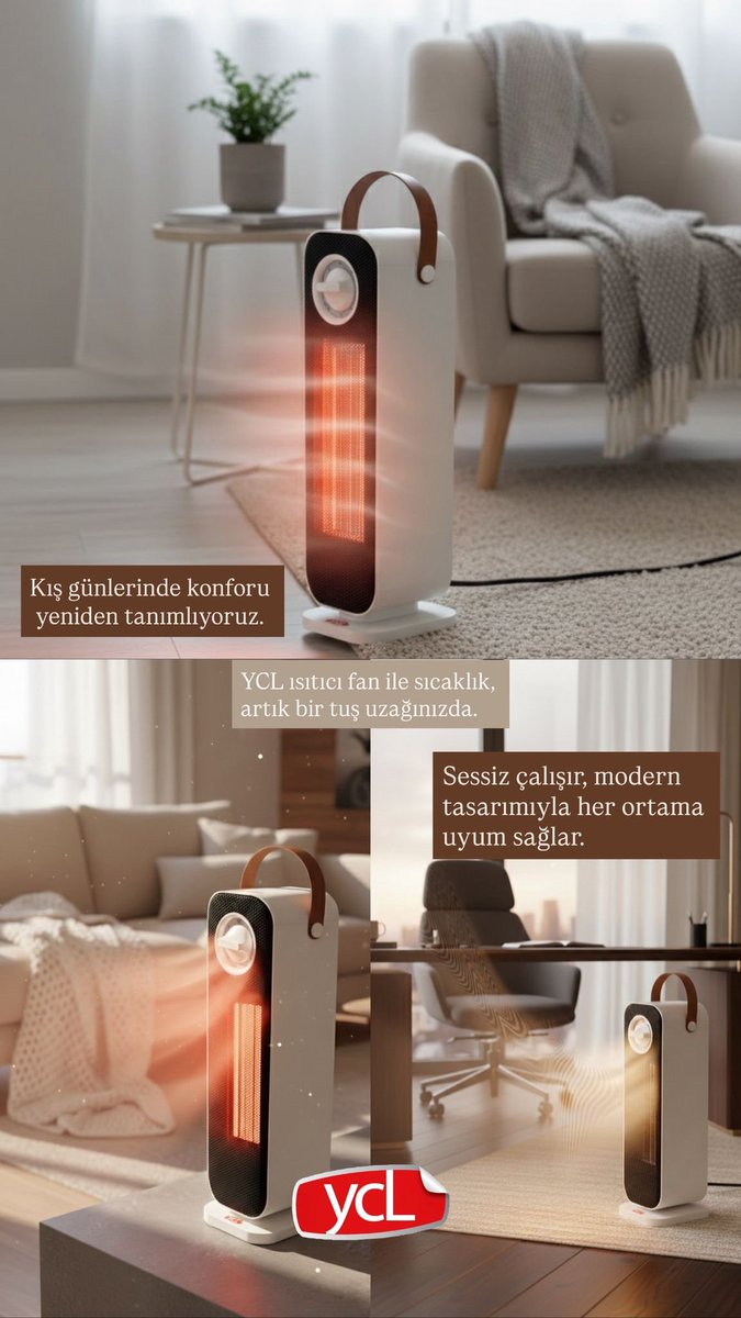 YCL  I  YCF-0100 ŞIK ISITICI FAN
evinize, ofisinize şık tasarımıyla çok yakışıcak