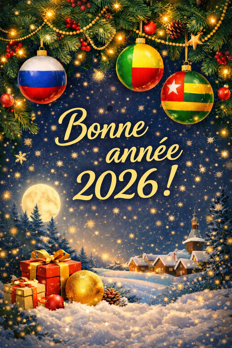 🎄À l’occasion de la nouvelle année, l’Ambassade de Russie adresse ses vœux les plus sincères de paix, de prospérité et de succès à tous ses partenaires et amis béninois et togolais !

✨Bonne année 2026 !