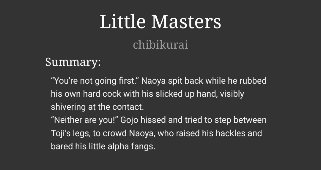 ChibikuraiU's tweet photo. I cannot participate in this year's #bottomtojiweek but I will stalk all of your submissions with great interest!!
If you want, you can (re)read my fic tho. https://t.co/ubSM1gAFej
