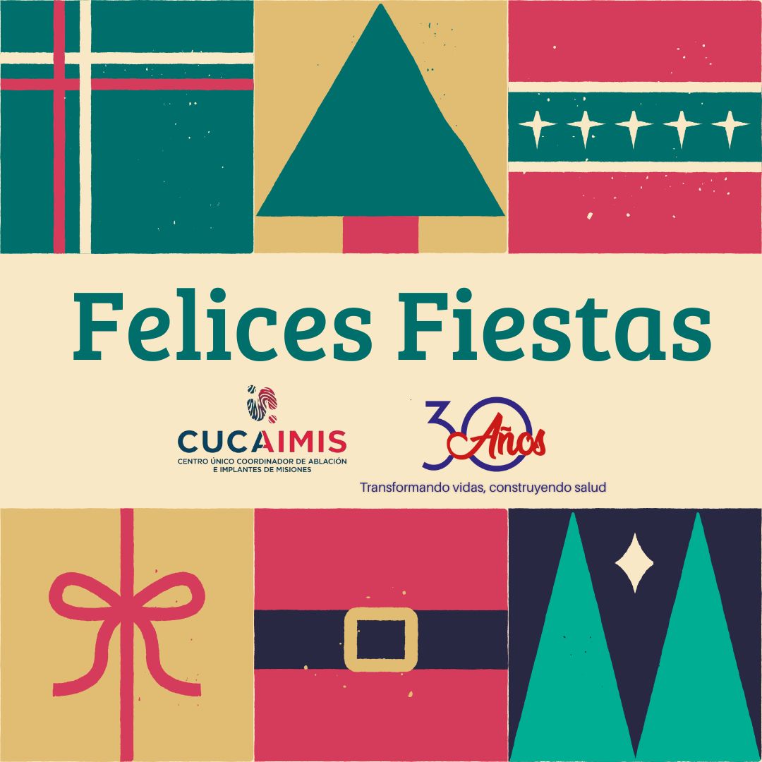cucaimisiones's tweet photo. "¡Felices Fiestas! ✨ El Equipo de CUCAIMis desea que este Año Nuevo nos encuentre compartiendo momentos de amor, unión y esperanza... Sigamos diciendo #SíALaDonación ❤ porque el gesto más valioso que podemos regalar es dar vida.  ¡Muchas felicidades para todos!". https://t.co/pISN4prmK3