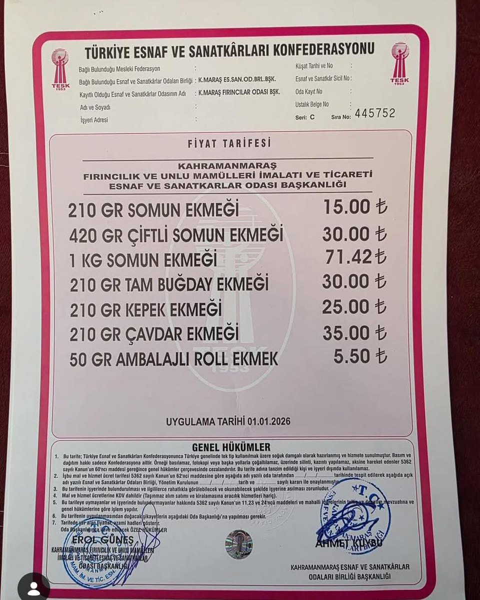 Ekmek 15 lira olmuş...Biraz stok yapalım bari :))