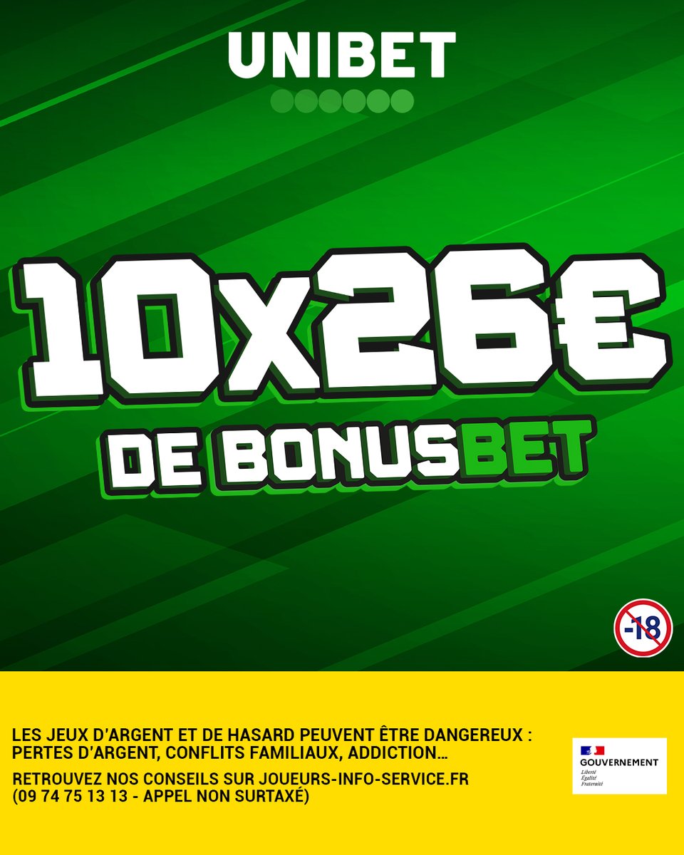 UnibetFrance's tweet image. Une bonne année à tous ! On envoie 10 x 26€ pour fêter ça 🎉

🫵 RT/Follow @UnibetFrance + ton pseudo
🍀 TAS demain
