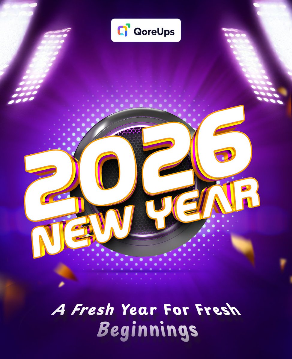 qoreups's tweet photo. Happy New Year 2026🎉

A fresh year for fresh beginnings

Goodbye 2025👋Thanks for the lessons, the wins, and the plot twists!

Hello 2026. A fresh year, a clean slate, and plenty of room for new business.

#NewYear #NewBeginnings #Hello2026 #NewYearGoals #FreshStart #NewChapter https://t.co/mmzrgleRwb