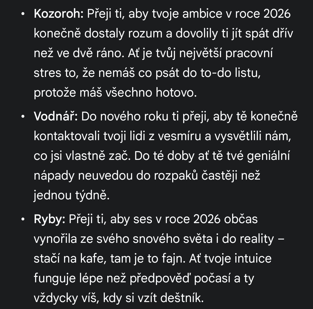 Manuál pro rok 2026:

1. Na planety se nevymlouvejte, nefunguje to.❌️
2. Pijte hodně kafe.☕️
3. Používejte selský rozum.🧠
4. Zbytek prostě nějak okecáte!💋

𝓙𝓪𝓷𝓪ツ🫶🥳🥳🥳