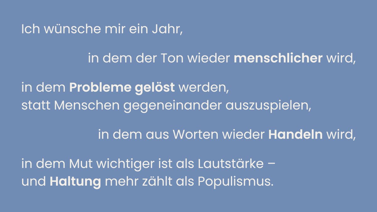 GrueneBeate's tweet photo. Ich wünsche mir für 2026 eine Politik, die alle Menschen im Blick hat. 
Die soziale Sicherheit nicht infrage stellt.
Die gute Arbeit schützt. https://t.co/7sBLfCyRMp