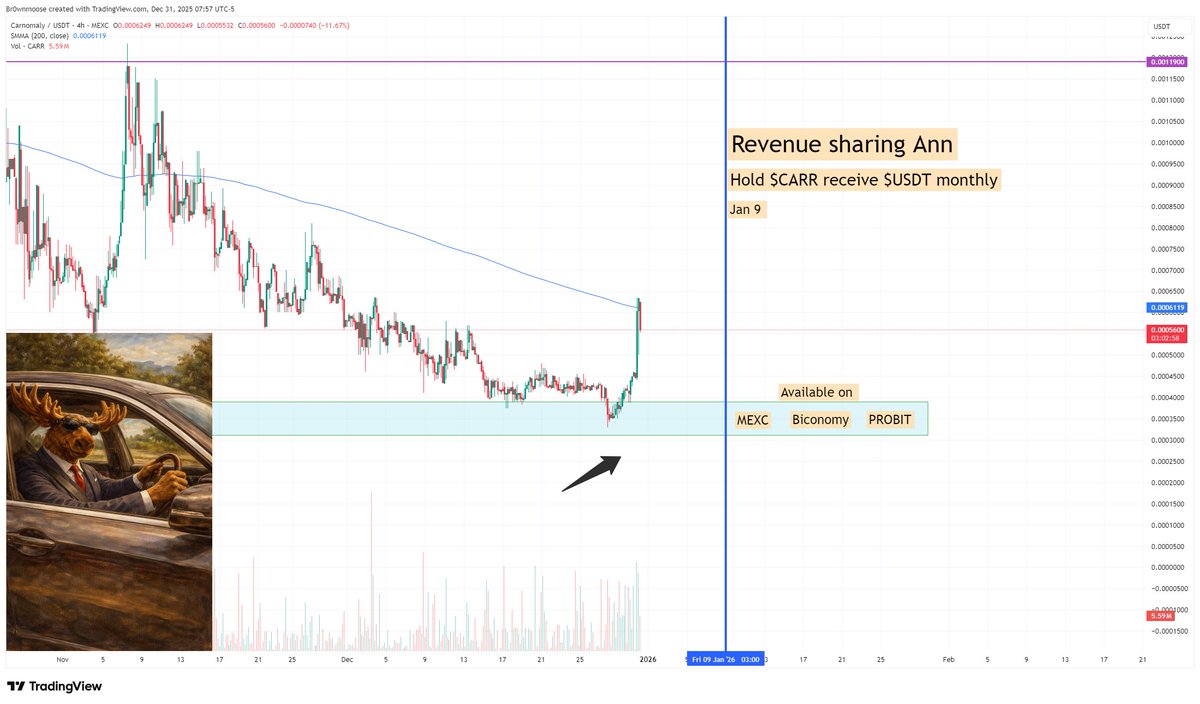 TOP CONVICTION PLAY 2026

$CARR

✅USA company with Web2 revenue

✅Around 1000 dealership using their platform right now
✅85$ per dealers per month goes toward $CARR holder in $USDT 

$VRA holder jumping on $CARR 

☢️Company growth = Rev share growth☢️