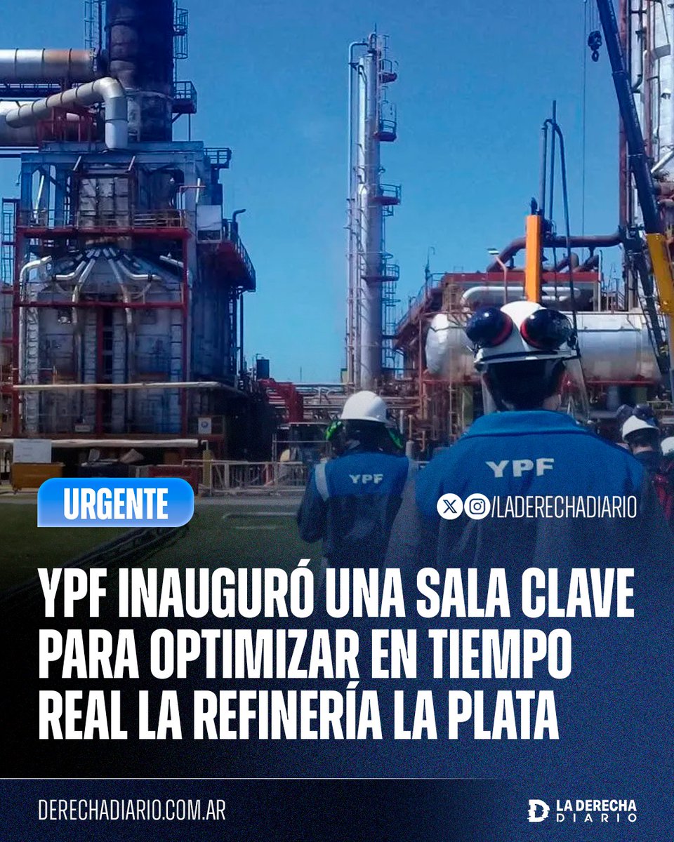 🚨🇦🇷 | ARGENTINA SALE ADELANTE: YPF inauguró una sala de operaciones clave para monitorear y optimizar en tiempo real todo el complejo industrial de la Refinería La Plata, aumentando sus estándares de seguridad y productividad.