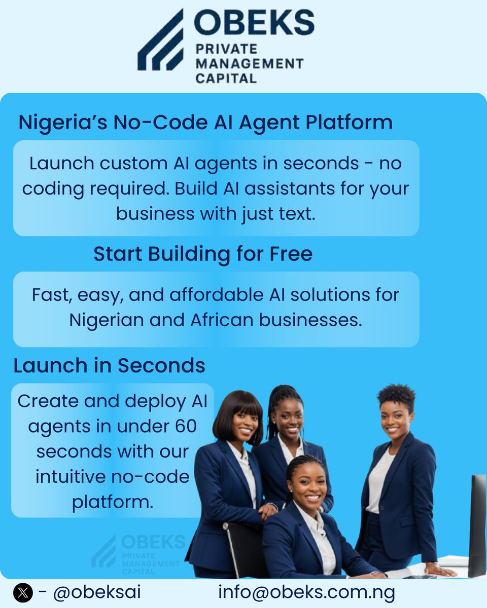 spa_with_SPA's tweet photo. @obeksai 
Smart AI Solutions for African Business. 

Automate your workflow with custom AI agents. Fast, easy, and incredibly affordable. 💬

⚡ Deploy in seconds.

Get Your AI Assistant
#obeksai
#2025Wrapped 
#NoCodeAfrica
#TechInAfrica
 #SMEGrowth
 #LagosTech
#2025hig https://t.co/ZR9OYljSbg