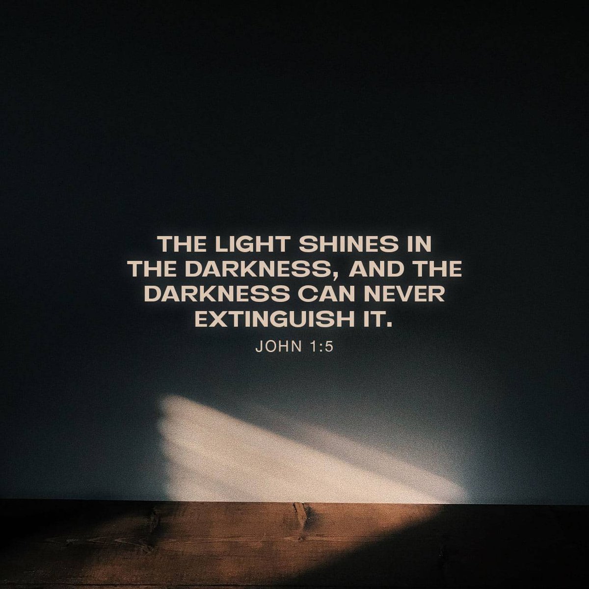 Rochide's tweet image. John 1:5 NLT
[5] The light shines in the darkness, and the darkness can never extinguish it.

bible.com/bible/116/jhn.…