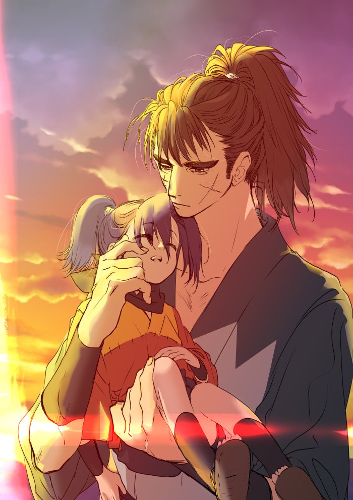 みっしぇるさん（<a href="/doemun/">みっしぇる🍠</a> ）とラフ交換させていただきました〜！！🥳🥳
美しい〜！！！！！🤦私のカクカク雑ラフがめちゃくちゃ美麗なイラストに…！！🥹❤️❤️
色まで塗っていただいて、最高の長きりをありがとうございます〜！！🙇‍♂️💕