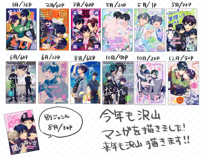 ちょっと早いですが今年も1年お世話になりました!
同人やお仕事で漫画がいっぱい描けてハッピーな1年でした☺(見返したら同人だけでもちょっとヤバいなって自分でも思ったから見て欲しい)
来年もいっぱい描くぞーーー!!!!💪 