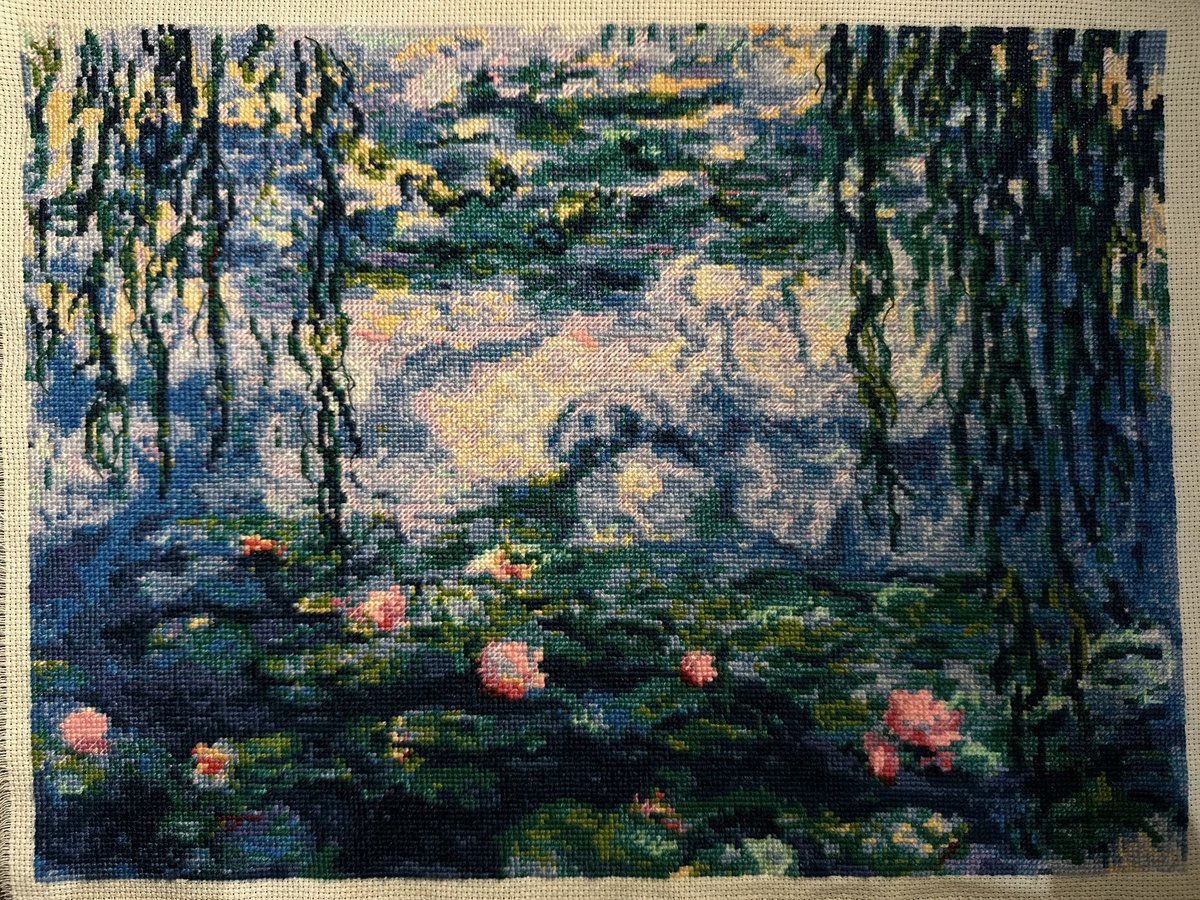 Hadeelys94's tweet image. من أهم إنجازاتي الفنية هذا العام تطريز لوحة مونيه 🤍