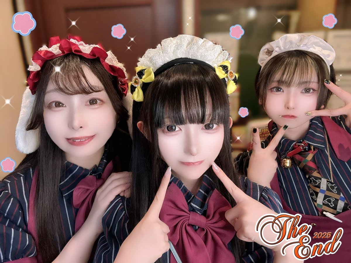 喫茶あみまとめページ3742変わり種　もしかして子供用?　お手製　半幅帯 本日の☀組メイドは… べに🌸、ぴぃち🍑、まなか😺でした! まなか作