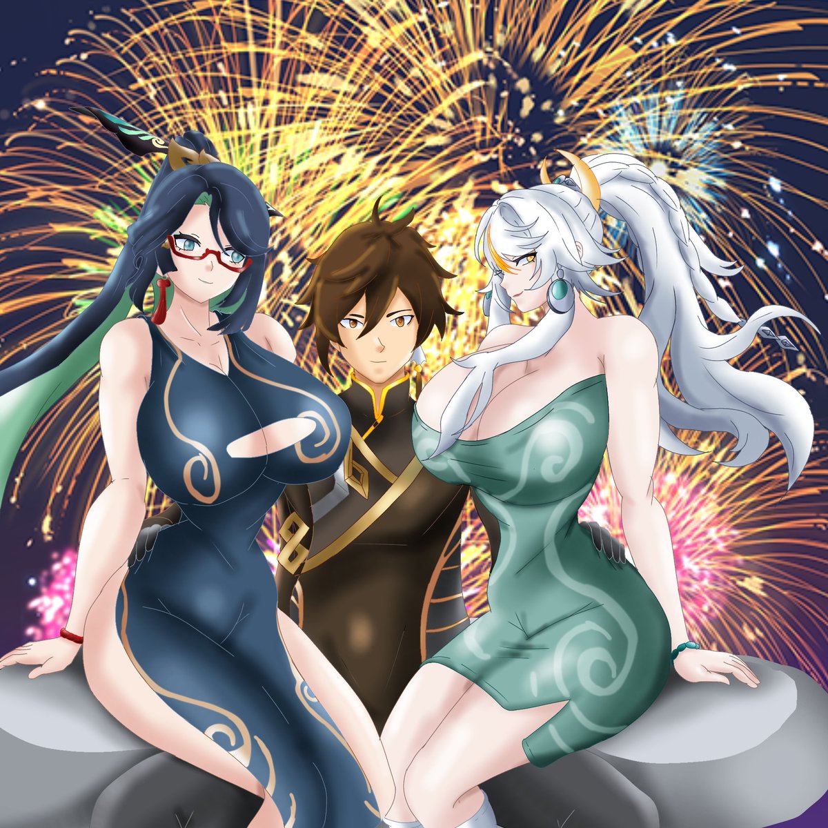 Happy birthday 
Happy New Year 
#NewYear2026

#Zhongli #fanart #GenshinImpact