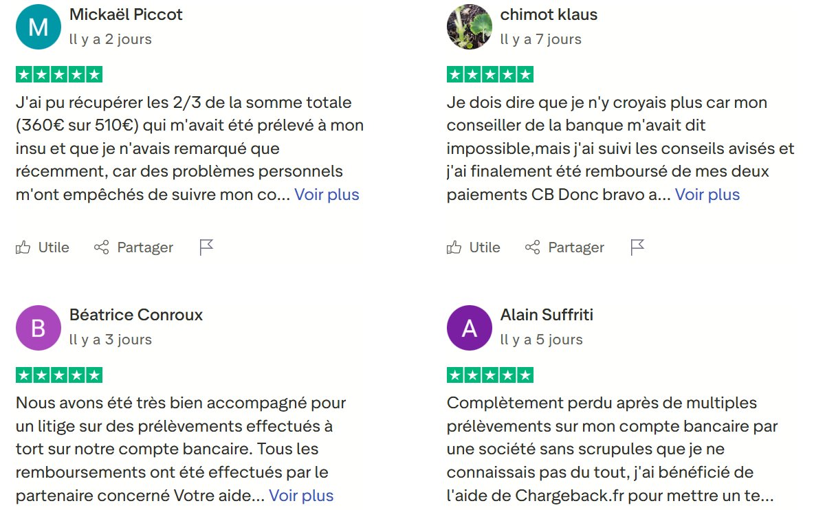 Notre service d'aide au remboursement "chargeback" vient de passer la barre des 5000 succès ! 
Un peu plus d'un millier de personnes ont laissé un petit mot sur Trustpilot pour en témoigner. Merci à eux.