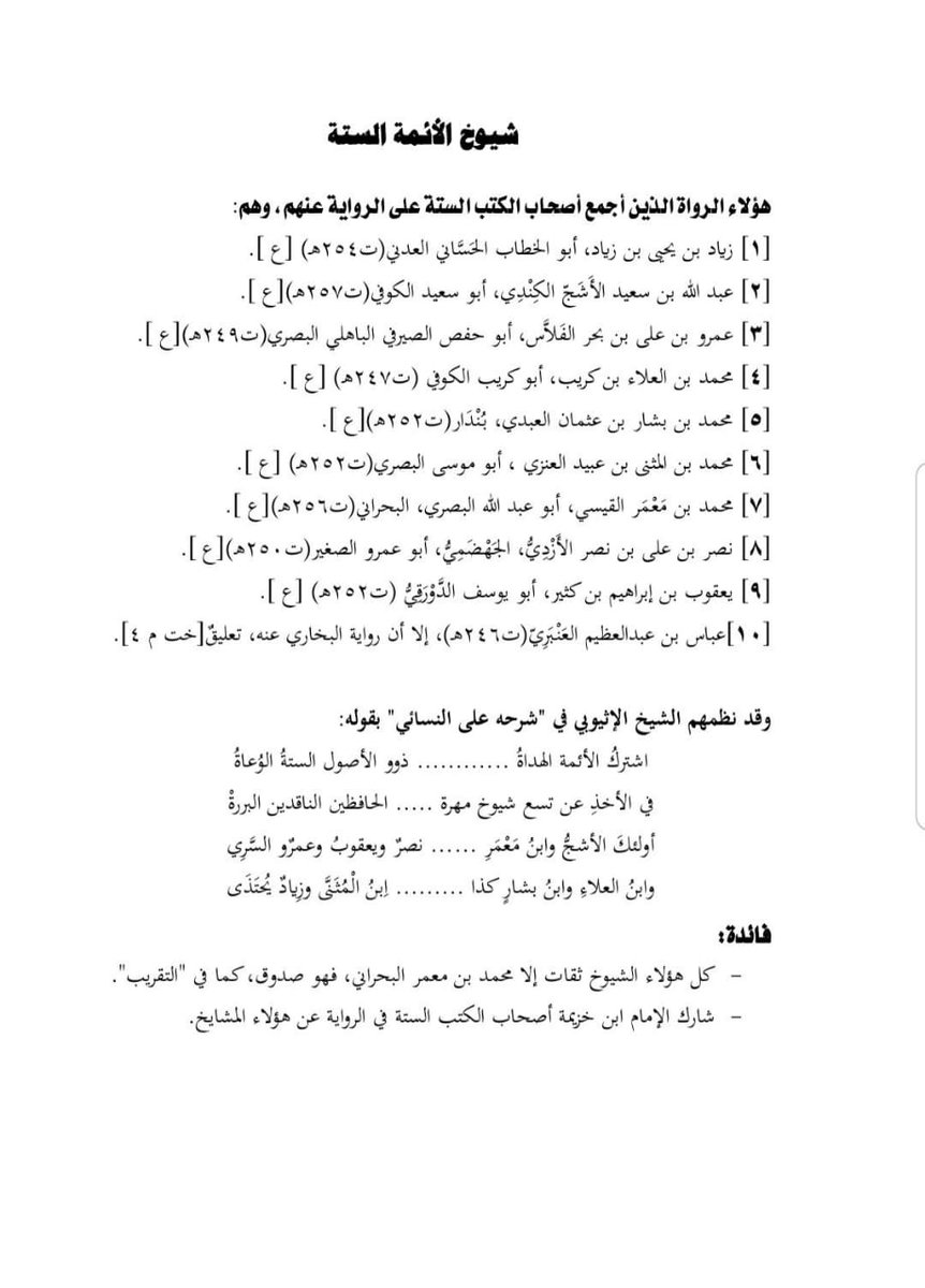 AlghamdiProf's tweet photo. #رواة_الحديث_الثقات 
هؤلاء أوثق رواة الحديث الذين أجمع أصحاب الكتب الستة على الرواية عنهم.
👇👇👇👇👇👇👇 https://t.co/Fi7UWTq4J6