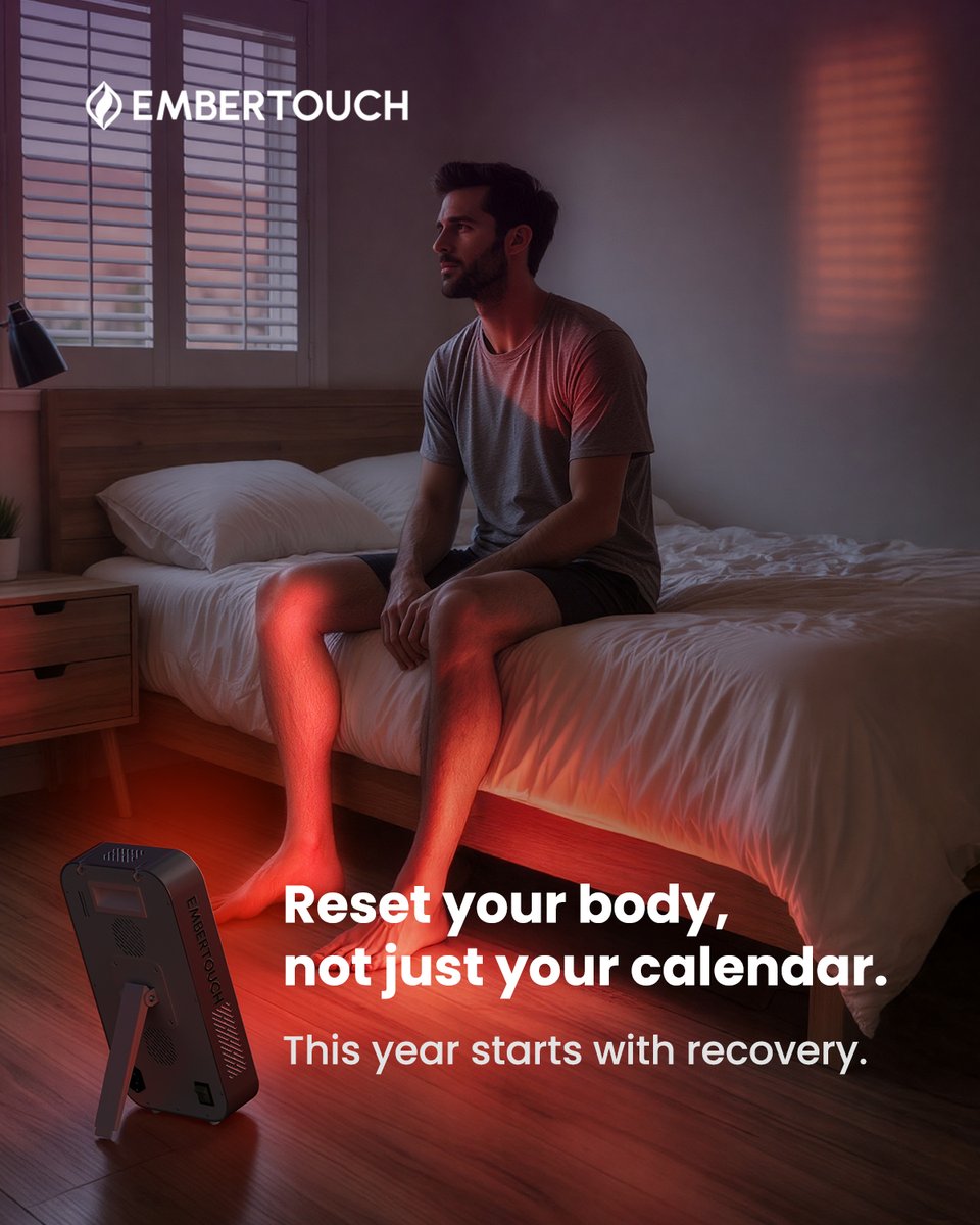 EmberTouch's tweet photo. Reset your body, not just your calendar.
This year starts with recovery. 🔴
Red light therapy helps:
• Promote blood circulation
• Ease muscle tension
• Support daily recovery

Quiet mornings.
Real recovery—at home.
#EmberTouch #RedLightTherapy #FullBodyRecovery https://t.co/f2NdPHdpHG