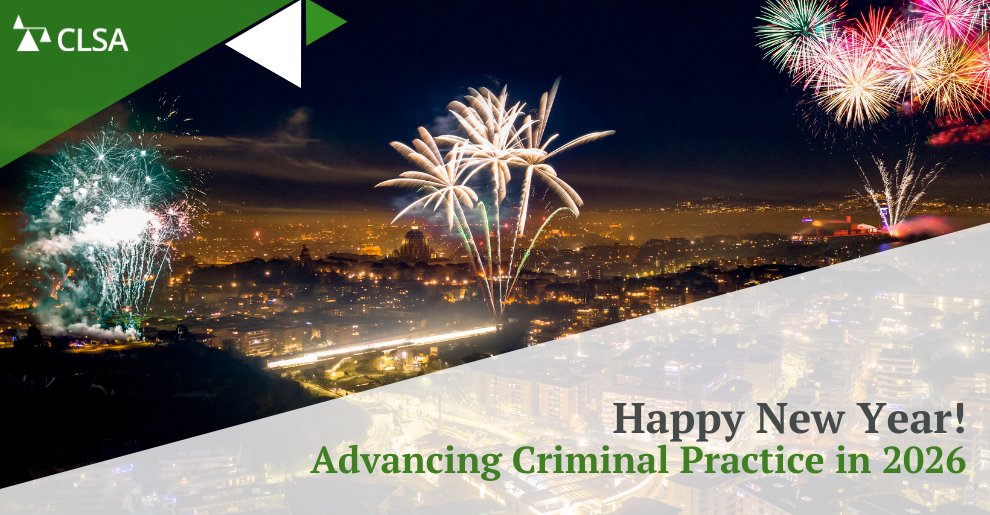 Happy New Year! 🎉

We acknowledge the extraordinary resilience you showed in 2025 against system pressures. 

Thank you for fighting for fairness. Here's to renewed strength and progress in 2026. 

The CLSA is with you.

#CLSA #CriminalDefence #LegalAidLawyers #NewYear2026