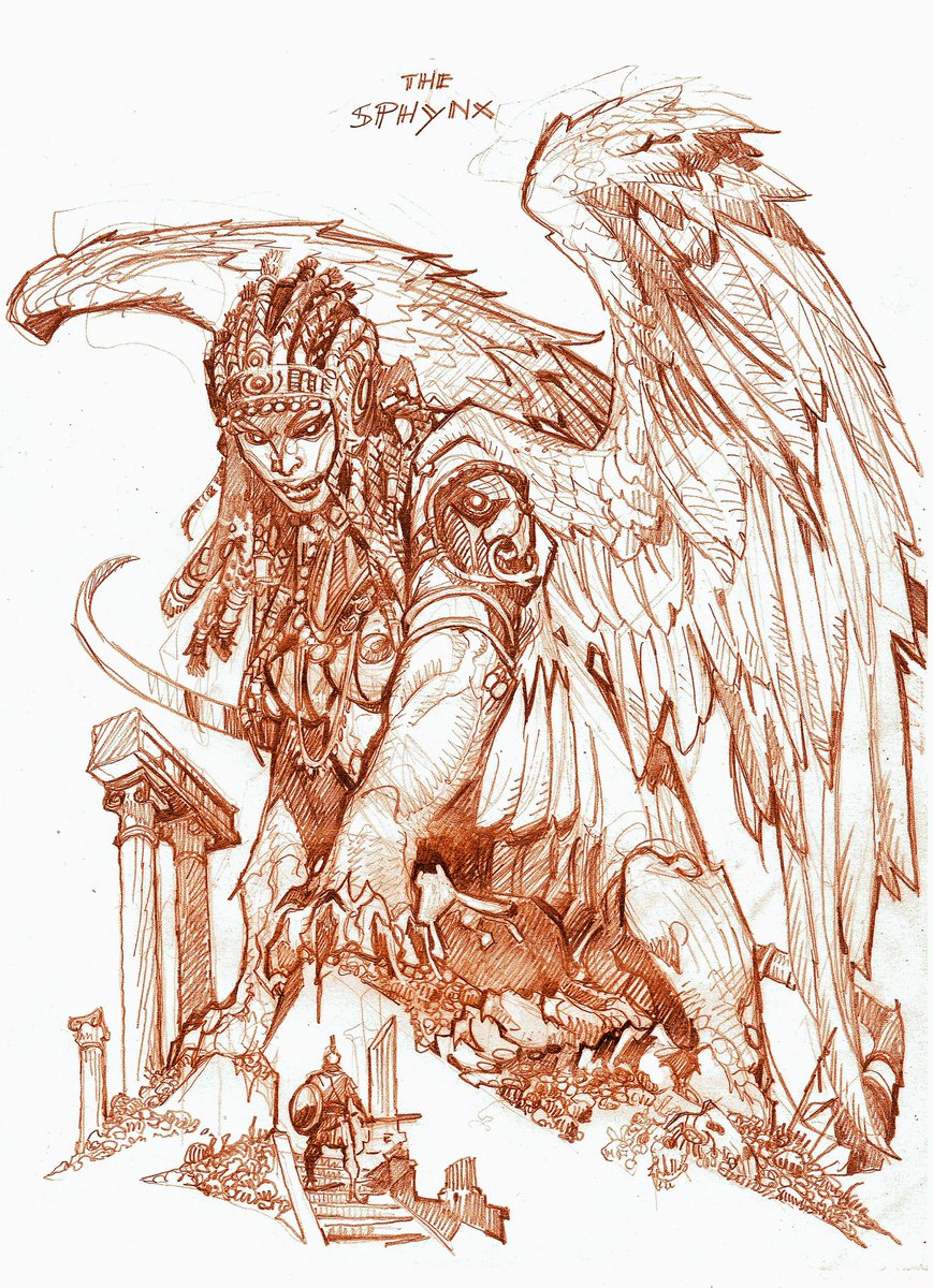 MicheleRubini2's tweet image. The Sphinx. The god of war Ares brought her by Etiopía to the Greek city of Thebes to make her the guardian of the entrance of the city itself. She used to ask a riddle to the passenger to allow them the passage. But a wrong answer meant death...

#Sphinx #greece #Death