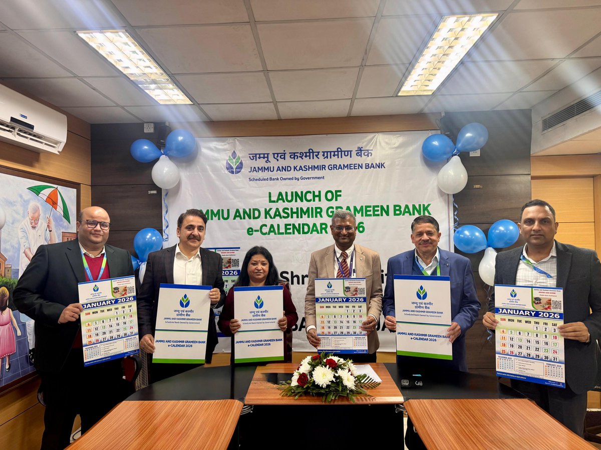 DigitalJkgb's tweet photo. Launch of JKGB E-Calendar 2026
At the dawn of the New Year, Jammu and Kashmir Grameen Bank unveiled its E-Calendar for the year 2026 for its esteemed customers and the general public. 
The E-Calendar 2026 can also be accessed on the Bank’s official website https://t.co/2RhqGWyuVB https://t.co/SX7JtlCEY6