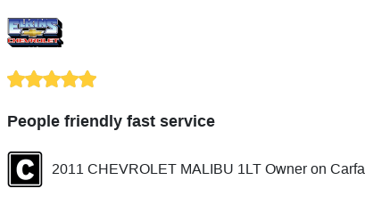 elkinschevy's tweet photo. We just received a great review on Carfax. Thank you 2011 CHEVROLET MALIBU 1LT Owner! https://t.co/U3o4aYtBu6