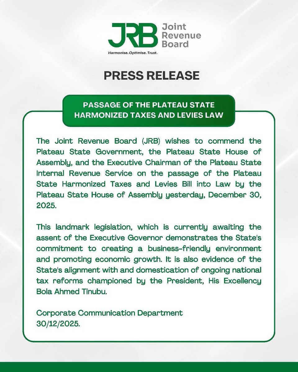 Plateau State Internal Revenue Service (@officialpsirs) on Twitter photo 