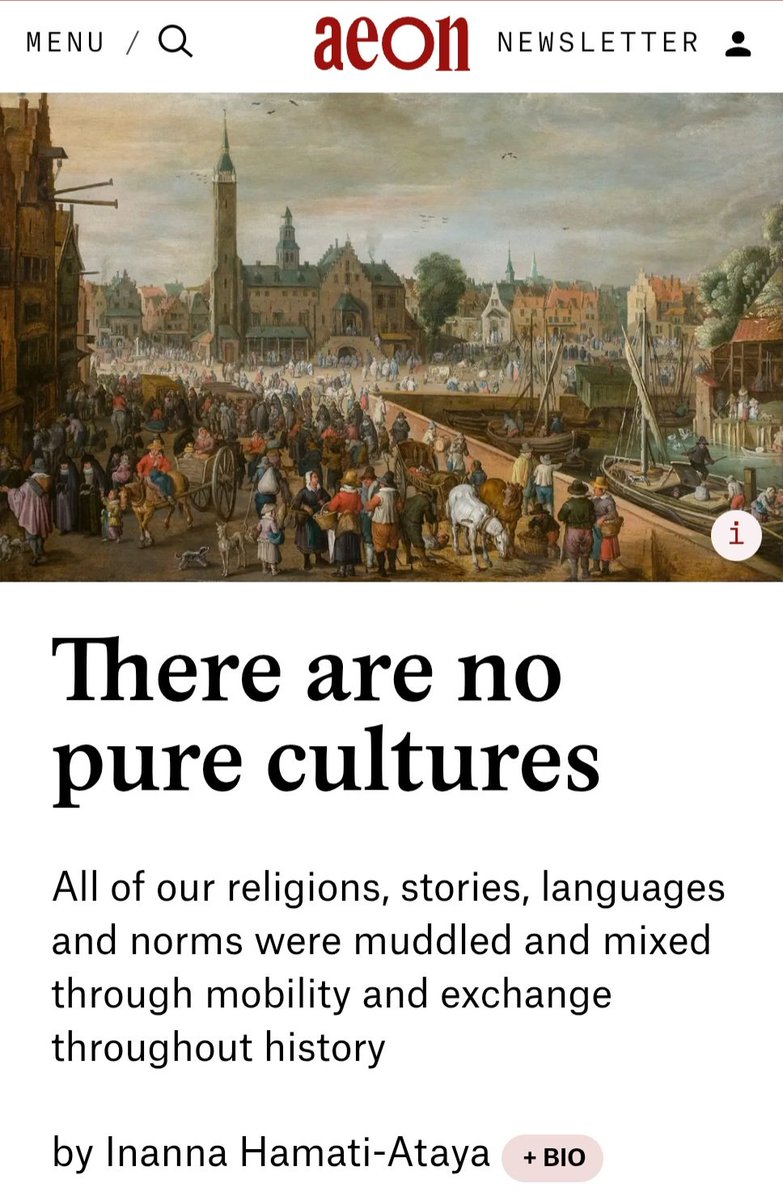 As if on cue. Aeon just posted this as most read piece of 2025

No pure cultures. Humans have always survived by adapting &amp; repurposing meaning. Cultural appropriation isn’t always harmful -context &amp; consent decide that. Hot take to some but Anthro 101. 

aeon.co/essays/there-a…