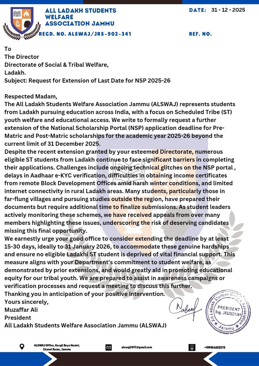All Ladakh Students Welfare Association Jammu tweet media
