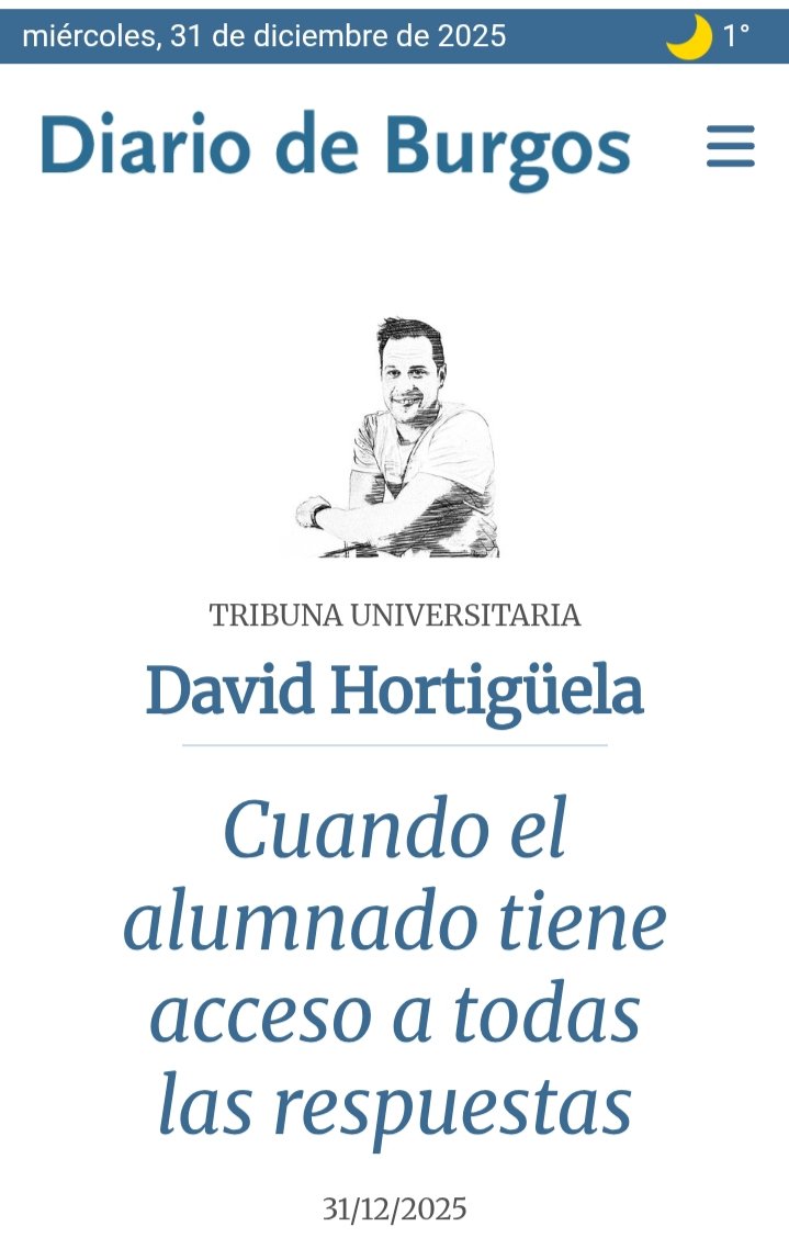 Pues aquí va el último texto del año escrito en el <a href="/diariodeburgos/">Diario de Burgos</a>, sobre un tema que nos atañe a todos, a nivel educativo y social 👇🏼
diariodeburgos.es/noticia/zcaf8f…