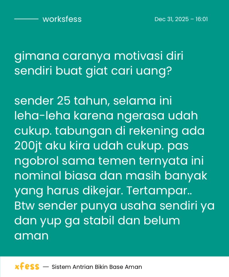work! cw // gaji , tabungan
sebetulnya isinya 100% nyatu sama biaya hidup, modal, dll juga