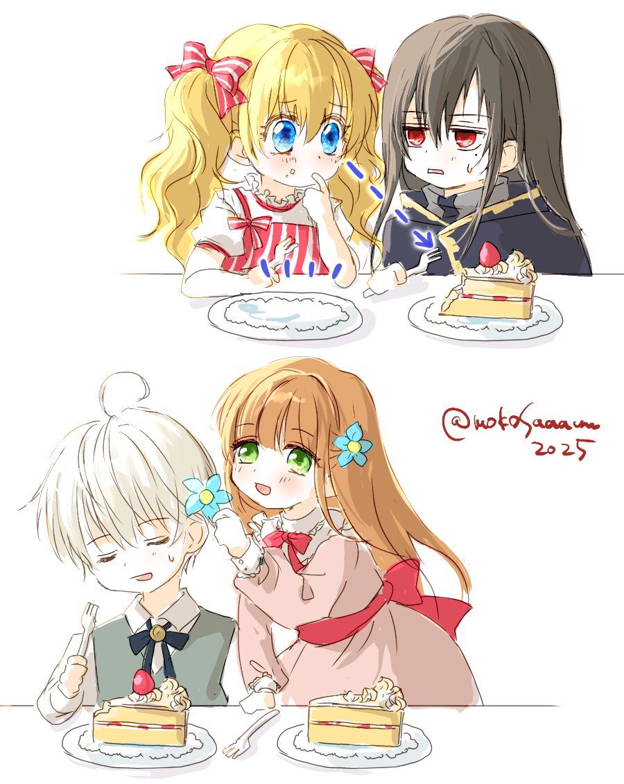 フォロワーのみなさま、今年も絵を見ていただいてありがとうございました🙇お気に入りの４人絵、リメ描き🍰