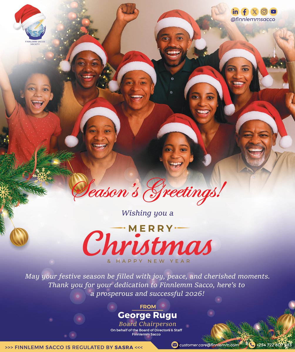Finnlemmsacco's tweet photo. As we welcome 2026, thank you for being part of our success journey. Our offices will be closed on 1st Jan 2026 and reopen on 2nd Jan 2026. Happy New Year! 🎉 Access our services via *346# or *816#. https://t.co/anD5Q6WHtB