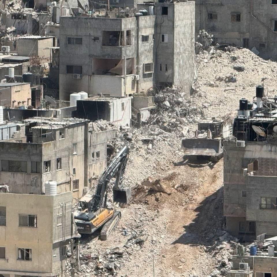 This morning, Israeli occupation forces have started demolishing 25 residential buildings, totaling nearly 100 apartments, in Nour Shams Camp in Tulkarm, resulting in further displacement of the local Palestinian population.