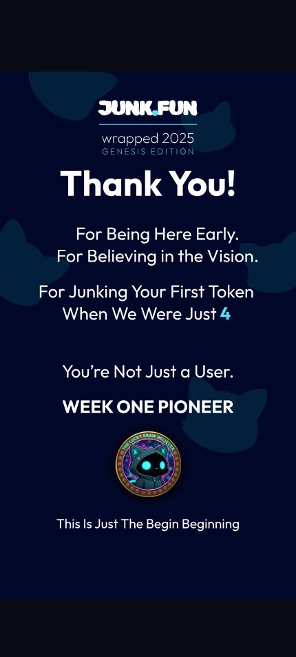 noviballwell's tweet photo. It's time to show the world what the first Junkies built with @junkfun_  🌍✨
Open your Junk Fun Wrapped 2025, share your card, and secure your seasonal point bonus.
🔗 https://t.co/XN5Bve5fwc
#JunkFunWrapped #Solana https://t.co/33D5vb1B3j
